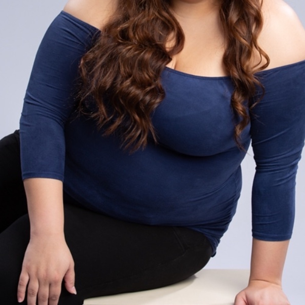 Blue off the shoulder dress